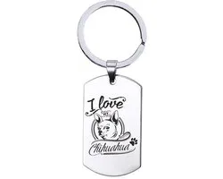 Sleutelhanger RVS - I Love My Chihuahua
