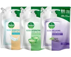 Dettol - 1x Recharge Dettol Aloe Vera Hydratant 500ML - 1x Recharge Dettol Sensitive 500ML - 1x Recharge Dettol Lavande Relaxante 500ML - Pack économique