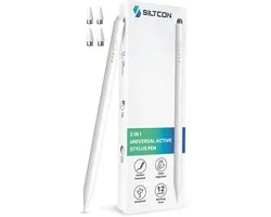Stylet Siltcon® 2-en-1 V2 - Universel pour Tablettes et téléphones - Stylets - Tablette avec stylet - Rejet de la paume - 4 pointes de Extra et étui de rangement