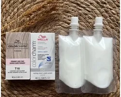 DUOPACK - Wella Color Charm Liquid Toner - T18&050 + developer - Lightest Ash Blonde / Cooling Violet - Wella toner - Haartoner - Asblond - Antigeel - Licht asblond - Platinum blond