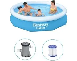 Bestway - Fast Set - Piscine Opblaasbaar avec pompe de filtration - 305x66 cm - Ronde