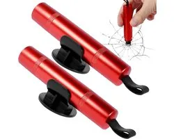 Marteau de sécurité - Support - Sécurité - Rouge - 2 pièces - Marteau d'urgence - Marteau de voiture - Hammer de sécurité 2 en 1 et coupe-ceinture de Safety