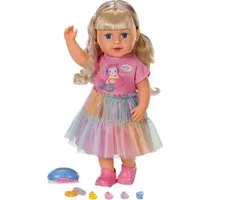 Zapf Creation BABY born Carla, pop van 43 cm met blond haar van hoge kwaliteit met kleurige plukken, beweegbare armen en benen, voor kinderen vanaf 4 jaar, inclusief accessoires