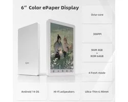 Bigme B6 Color Ebook Reader, 15,2 cm (6 inch), Eink Tablet, Android 14, 4 GB + 64 GB, ivoorwit - ShopVlot