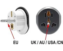 Verloopstekker - Wereld naar EU Adapter - Van US, USA, Engeland, Amerika, China, Canada, Japan Stekker (Type A, B, G, I, L, J, N) naar Europa EU (Type E, F) - Stekker Universeel