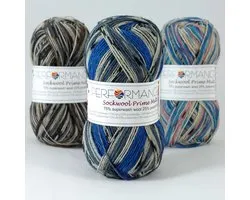 Performance Sockwol Prime Multi - bleu/gris(17522) - Laine à chaussettes - 3 pelotes de 50 grammes - aiguilles 2/3 mm.