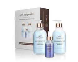Hairgenetix GHK-Cu Copper Peptide Set - Gift Box - Serum, Shampoo, Conditioner