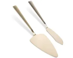 Excellent Houseware - Taartschep en Snijmes - Gouden Roestvrij Staal - 2 stuks - Geschikt voor Vaatwasser