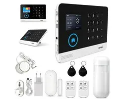 Ruijingsky - Système d'alarme - Avec sirène - Système de sécurité Smart Home - Sans fil - Alarme Wifi - Écran LCD - Tags RFID inclus - Système de sécurité Smart Home sans fil - Pack Premium