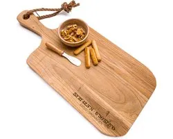 Serveerplank BAFLO - GRONINGEN met exacte coördinaten | Persoonlijk cadeau | Hout 40x18cm | Tapasplank van Jouw Plaats!