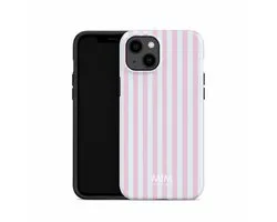 MIM Amsterdam - Cool Crush - Convient pour iPhone 17 - Coque de téléphone - Shockproof Case - Coque rayée vert menthe et rose - Housse de protection - Trendy Phone Case