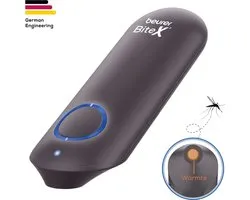 Beurer insectenbeetheler BiteX Original (BR 65+) - Makes Your Bite Go Away – Anti-Jeuk bij Muggenbeten & Insectenbeten – Inclusief Reisetui met Karabijnhaak – Voor Gezin, Kinderen (3+) & Zwangeren – 5 Jaar Garantie - Misty Grey