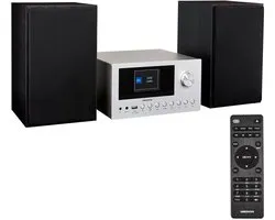 MEDION P85003 Micro audiosysteem (internetradio, DAB+, PLL FM-radio, Bluetooth, USB-aansluiting, AUX, 2x150 W) zilver