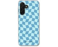 Étui Case Company® - Compatible avec Samsung Galaxy A26 - Blauw quadrillé - Coque souple - Protection intégrale des côtés et des bords de l'écran