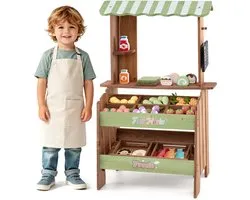 COSTWAY Kinderwinkel met weegschaal, krijtbord, 43 accessoires