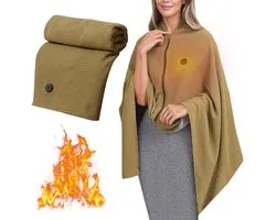 KZQ Elektrische Deken Draagbare Verwarmde Sjaal Voor Vrouwen Heated Shawl Blanket USB Heated Blanket Electric Shawl 3 Temperatuurstanden Snelwarmende Deken Opvouwbaar Drie Verwarmingsniveaus groente