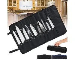 Messenset Opbergtas - Professionele koksbestektas - Messentas voor chef-koks Voor maximaal 22 messen - Zwart - Keukenset - Koksmes Roll - Chef Mes Roll Bag - Travel Tool Roll Pouch Opslag - 35.5*58 cm - Messen niet inbegrepen