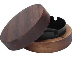 Cendrier Design YONO avec couvercle - Pour intérieur et extérieur - Bois et métal
