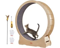 Roue pour chat VEVOR 1320 x 340 x 1415 mm. Fabriquée en contreplaqué de Bouleau et de peuplier, cette roue silencieuse avec tapis amovible convient aux Chats pesant entre 8 et 14 kg.