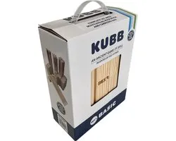 Bex Kubb Basic – Zweeds Vikingschaak – Toegankelijk Buitenspel – FSC Grenenhout – Koning Met Houtkleurige Kroon – Vanaf 8 Jaar – Inclusief Opbergnet Met Trekkoord