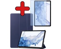 Étui adapté pour Samsung Galaxy Tab S10 Plus Case Book Case Case à trois volets avec découpe adapté pour S Pen avec protecteur d'écran - Étui adapté pour Samsung Tab S10 Plus Case Bookcase - Bleu foncé