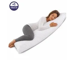 Comfeur Body Pillow - Ergonomisch - Zijslaapkussen, Zwangerschapskussen & Voedingskussen - Incl. Extra Wasbare Kussensloop - Lichaamskussen met Wasbare Hoes - 40x145 cm