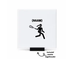 Lacrosse met eigen naam tegeltje met tegelhouder - Sport - Lacrosse - tegeltjes met tekst - Sport - spreuktegels - 10.8x10.8 CM