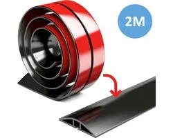 Noble Kabelgoot Vloer - 2 Meter - Op Maat Te Knippen - Siliconenrubber - Buiten & Binnen - Kabeldrempel - Kabelbrug - Kabelmat - Laadkabel - Zwart