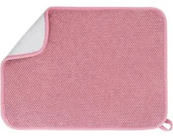 Tapis de séchage vaisselle - Tapis égouttoir - Tapis de bar - Microfibre - Tapis de cuisine - Tapis de comptoir - Tapis de vaisselle facile à nettoyer - 50 x 38 CM - rose