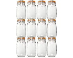Le Parfait 2000ml Weckpotten Set XXL (12x 2000ml) | OP=OP Voordeelset van 12 stuks | Premium kwaliteit | Robuust en Voedselveilig | Ideaal als voorraadpot, inmaakpot of conserveerpot | Made in France