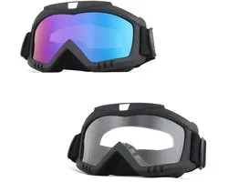 2-Pack Crossmotor & Motorbrillen – Winddicht voor Motorrijden - ATV - Ski en Race - Fietsbril - Sportbril - Sport Zonnebril