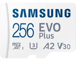 Samsung EVO Plus MicroSDXC Geheugenkaart 256GB - Geschikt voor Diverse Apparaten - Inclusief Adapter - Overdracht Snelheid tot 160MB/s - Wit
