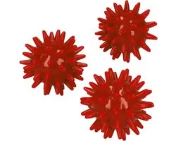 Balle de massage - Set de 3 petites boules de Massage - pour détendre les mains et les pieds 5 cm | Épines de massage haute densité | Point de déclenchement | Épines | Balle de crosse - Rouge