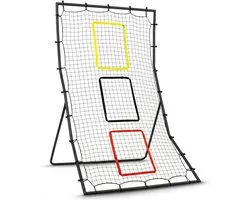 Filet de rebond de baseball - Baseball Rebounder Net 180x120cm – Softball + Filet de Pitchback de Baseball avec 3 Zones Cibles – Angle Réglable – Filet de Capture pour Entraînement Solo – Pour Jardin, Parc & Terrain