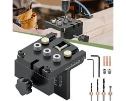3-in-1 Pocket Hole Jig Kit - 6/8/10/15mm Boorsjabloon Zelf - Verstelbare Boorgeleider - Houtbewerkingsmalset Voor Deuvels - Ponszoeker