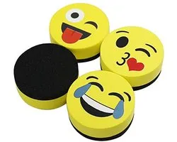 Magnetische Smiley Face Whiteboard Gum - 4 Pack van 2" Droogwisser Gummen