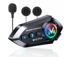 Casque Moto - Intercom - Radio - Avec Bluetooth 5.4 - Multitâche Audio Avancé - Compatible avec tous les casques de moto