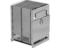 Fox outdoor Rocket Stove - Réchaud d'extérieur - acier inoxydable - pliable avec grille - petit - env. 27 x 20 x 20 cm (H x L x P)