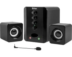 PC Speakers - Met Bluetooth 5.0 - Computer Speakers - Speakers voor PC - USB-C en USB-A - Complete 3-Delige Set - Speakerset - Zwart en Blauw - Faas