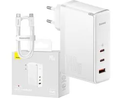 Baseus GaN5 Pro Wall Charger 140W met USB C kabel - Programmable Power Supply PPS + Power Delivery PD3.1 + QuickCharge QC4.0 - Wit