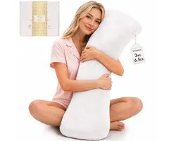 HerComfort Pillows Gewichtskussen voor Volwassenen 3 KG – 104*30 CM Wit – Prachtig Cadeau - Slaap Beter & Kom Tot Rust – Verzwaarde Kussen – Verzwaringskussen voor Meer Focus – Weighted Body Pillow – Anti-Stress Slaap Knuffel – Anxiety Pillow