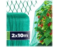 KADAX Vogelnet, fijnmazig, 6 maten, vogelbeschermingsnet van polyethyleen, tuinnet, vogelafweer, boomnet, vijvernet, vijverafdeknet, groen, 2 x 10 m