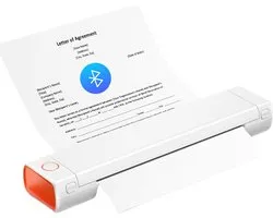 ONEIRO PRO O30F Draagbare Bluetooth printer WIT - A4 - Thermal printer - all in one - draagbaar - compact - kantoor - school - printen - draadloos - bluetooth