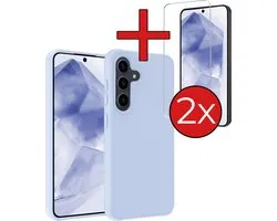 Coque pour Samsung A55 Coque en Siliconen avec 2 films de protection d'écran – Coque pour Samsung Galaxy A55 Case Cover Case – Bleu clair