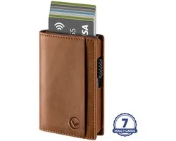 VEXON Slim Wallet Pro pasjeshouder, RFID, 7 pasjes, bruin