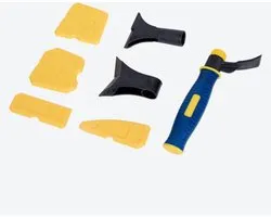 Kit de lissage des joints - 7 pièces - Avec manche souple - 3 grattoirs durs et 4 profils de finition - Pour enlever les mastics acryliques et silicones sur surfaces lisses