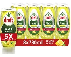 Dreft MaxPower Lemon Liquide Vaisselle - 8 x 730 ml