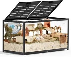 BUCATSTATE Hamster Cage 3.0: Large Stackable Metal Cage with Top Access, Easy to Assemble, 120 L x 60 W x 62 H cm, Tank for Syrian Dwarf Hamsters (0.73 m2, Black)