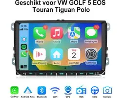 Junsun Android 15 Autoradio Geschikt voor VW GOLF 5 EOS Touran Tiguan Polo - Draadloos Carplay & Android Auto & Achteruitrijcamera - GPS-navigatiesysteem - Stuurwielbediening - Bluetooth - 7 Inch IPS TouchScreen - Wifi - RDS - Plug & Play