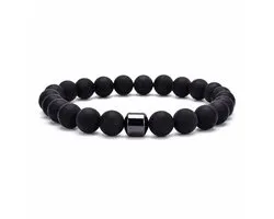 XYZ Goods Armband Heren Onyx Kralen - Natuursteen - 19cm - Elastisch